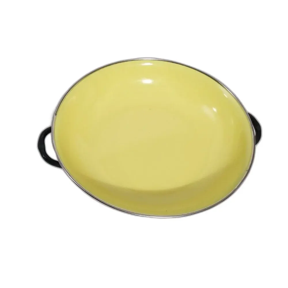 Nesting Enamelware Sautee 3 Paella Skillet Pan Set Red Blue Yellow Black